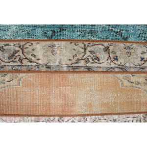Alfombra Turca Vintage de 2x3 pies (60x90 cm), Alfombra Marrón con Bordes Naranjas - Product Image 5
