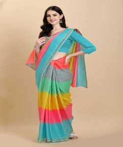 ส่าหรีกับเสื้อเบลาส์ปักลายไข่มุกสำหรับผู้หญิงอินเดีย - Product Image 3