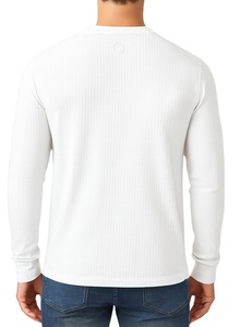 Camiseta Casual de Manga Larga para Hombre, Cuello en V, Corte Ajustado, Estilo Deportivo, Personalizable, Ecológica, Transpirable, Antiarrugas, Tejido Waffle - Product Image 2