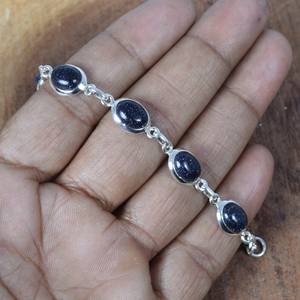 Bracelet réglable en argent sterling avec pierre de soleil bleue, bijoux en pierres précieuses faits à la main, cadeau élégant pour femmes - Product Image 6