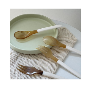 Juego de cubiertos de cabeza de cuerno de diseñador superior de 5 cucharas, vajilla de mesa, juego de cubiertos, utensilios de cocina hechos a mano, diseño moderno, mango elegante - Product Image 6