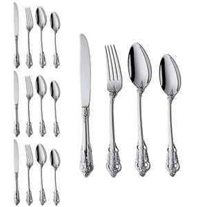 Ensemble de couverts en argent plaqué, cuillère et couteau, ensemble de couverts en métal poli brillant, ensemble de couverts de table, fête de mariage, table - Product Image 3