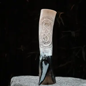 Conception personnalisée Buffle Viking Corne à boire Tasse Stand Poli Nautique Animal Style Naturel Artisanat pour Souvenir Bar Villa - Product Image 4