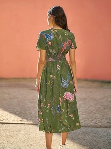 Vestido Mini de Algodón Tejido a Mano Estilo Boho con Estampado Floral Natural Personalizado para Verano, Regalo para Novia, Boda, Luna de Miel - Product Image 3