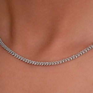 Elegante Collar Unisex de Plata de Ley Chapado en Oro de 14K de Alta Calidad con Diamantes Cultivados en Laboratorio con Corte Brillante y Certificado IGI - Product Image 1