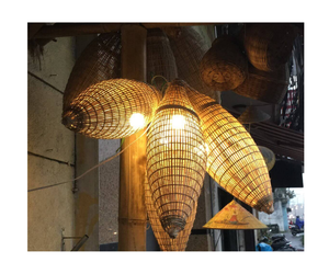 Lámpara colgante de bambú natural tradicional, candelabro de decoración tejido de bambú adecuado para sala de estar de 99 GD - Product Image 1