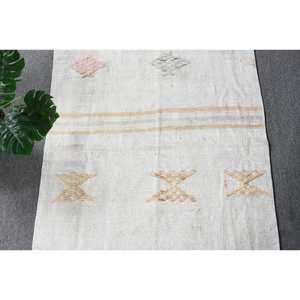 Alfombra blanca y beige Bohemia hecha a mano con diseño de rectángulo clásico turco de 2,5x5,7 pies para dormitorio, sala de estar grande para adolescentes - Product Image 5