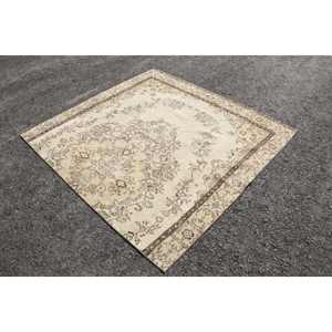 Classic Beige <b>Brown</b> 5.8 X 5.7ft Vintage Turkish Rug Faux Rabbit Fur Latex Patchwork Hallway Rectangle <b>Sideboard</b> Bedside 4m - Product Image 2