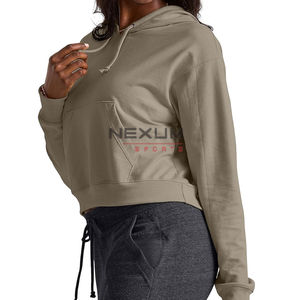 Wholesale 2024 <b>Long</b> Sleeve Cropped Hoodie <b>Lady</b> Women Crop <b>Top</b> Pullover Hoodies Short Hoodies for Women OEM Serviced Design - Product Image 4