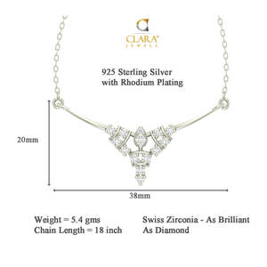 CLARA Juego de Joyería Fina de Plata de Ley 925 con Baño de Rodio, Collar con Colgante Alice y Pendientes con Cadena, Regalo para Mujeres y Niñas - Product Image 4