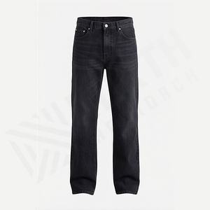 Jeans en denim pour homme, coupe droite ample, taille mi-haute, 14 oz, entièrement orné de strass, impression numérique 3D, séchage rapide, personnalisable, pour l'hiver et l'automne - Product Image 1
