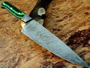 Vente en gros de lames PRESTIGE OEM/ODM personnalisées Couteau de chef damas en acier inoxydable manche vert forgé à la main passe au lave-vaisselle - Product Image 4