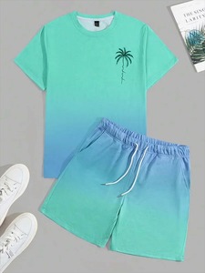 Ensemble de chemise short élégant respirant personnalisé imprimé en 3D ensemble de shorts haut de gamme pour hommes 100% coton ensembles de t-shirts d'été décontractés - Product Image 5