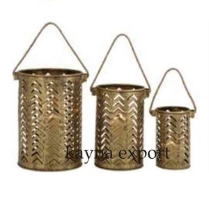 Porte-bougie votif en métal suspendu, forme cylindrique, décoration de Noël pour la maison, artisanat, finition mate, écologique - Product Image 1