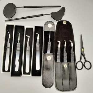 Lot de 8 pinces à cils couleur noir blanc ombre avec logo personnalisé avec pochettes en cuir Matériau en acier inoxydable pour extensions - Product Image 6