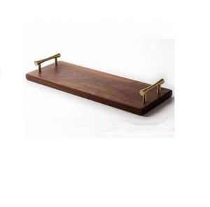 Bandeja de Madera Maciza Natural con Asa de Metal, Bandeja de Madera de Acacia Hecha a Mano, Forma Rectangular, Bandeja para Desayuno - Product Image 3