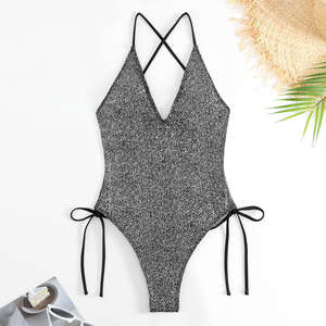 Body recortado para mujer, traje de baño de una pieza, traje de baño negro ajustado, ropa de playa al por mayor, alta calidad, hecho a medida - Product Image 3