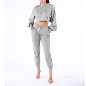 Ensemble de sweats à capuche courts pour femmes, vêtements de mode durables, coupe-vent, fabriqués en usine - Product Image 1