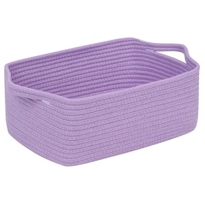 Durable small cotton rope basket for organizing woven storage bin closet <b>shelves</b> bathroom nursery <b>toy</b> storage beige decorative - Product Image 2