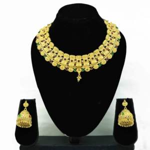 Venta al por mayor de collares de oro de 14K 18K 24K, conjunto de joyas de diseño floral tradicional, collares de moda chapados en oro de latón. - Product Image 2