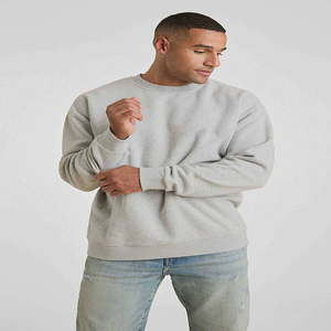 Sweat uni en molleton de coton col rond surdimensionné épaules tombantes noir sweat personnalisé pour hommes sweats personnalisés pour hommes - Product Image 1