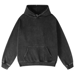 Nueva llegada de los hombres de lavado ácido de alta calidad 100% algodón ropa de Primavera de impresión de pantalla sudaderas con capucha en blanco personalizado lavado con ácido Sudadera con capucha - Product Image 1