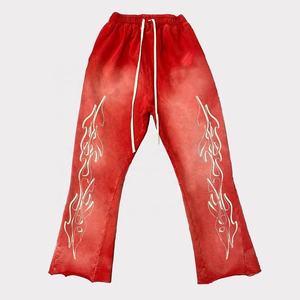 Logo personnalisé vintage noir lavage à la pierre vintage pantalons de survêtement jogger patchwork hommes soleil fade lavage à l'acide pantalons de survêtement évasés hommes - Product Image 2