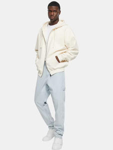 Sweat à capuche zippé uni sweat à capuche en molleton de couleur unie personnalisé veste surdimensionnée décontractée avec cordon de serrage et poche kangourou - Product Image 5