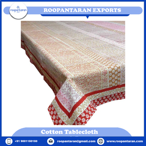 Fabricante indio moderno hecho a mano púrpura puro algodón mantel para boda mano bloque impreso a prueba de aceite personalizable - Product Image 2