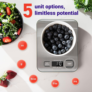Báscula de Cocina Digital para Alimentos, en Gramos, para Pérdida de Peso, Reposterí<span class=keywords><strong>a</strong></span>, Cocina, <span class=keywords><strong>Keto</strong></span>, Preparación de <span class=keywords><strong>Comidas</strong></span>, Pantalla LCD, Acero Inoxidable 304 - Product Image 3