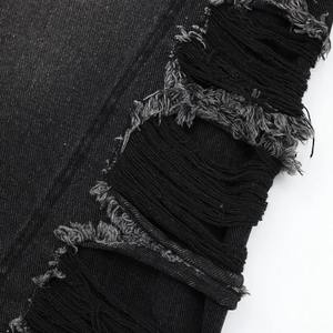 Short en jean personnalisé pour hommes Short patineur ample de style de rue brodé poche arrière fermeture éclair décoration impression taille - Product Image 3