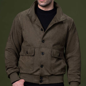 Veste en daim bleu olive personnalisable par le fabricant direct, ODM, manches longues, style streetwear d'hiver, vêtements de neige, tissu denim - Product Image 1