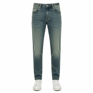 Jeans en denim de coton à lavage clair, 100% coton, tissu respirant et doux, vêtements décontractés, usage quotidien, durable, coupe droite, pantalon en gros - Product Image 1