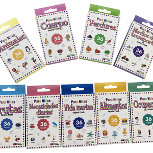 Cartes flash d'apprentissage de l'espagnol pour enfants - Jeu de cartes éducatives cognitives - Product Image 1