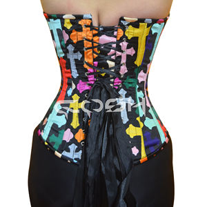 Multicolor Cross Design <b>Corset</b> Underwire Top - Product Image 6