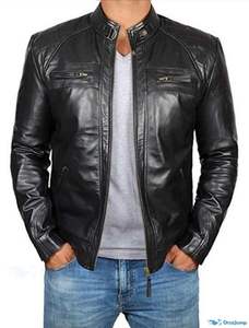 Chaqueta de Cuero para Hombre Más Vendida, Chaqueta Cortavientos Elegante de Estilo Casual-Formal, Chaqueta de Invierno con Cierre de Cuello Alto, Estilo Urbano - Product Image 4