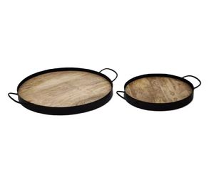 Planches en MDF de qualité supérieure ensemble de plateaux de service revêtus d'émail de forme ronde organisant un plateau décoratif pour la cuisine, la maison et la vanité - Product Image 2