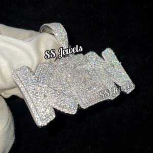 Collar de moissanita Hip Hop para hombre, colgante de plata VVS 925 con letras personalizadas, regalo de cumpleaños para raperos, joyería de prueba de paso - Product Image 5