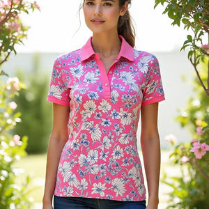 Polo de golf par sublimation Chemises d'été légères imprimées pour femmes Chemises polo de golf à col rabattu et sublimation pour femmes - Product Image 5