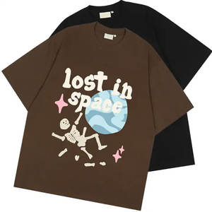 Ropa de calle de alta calidad para hombre, camisetas con serigrafía de algodón/fibra de bambú, secado rápido, transpirable, informal, venta al por mayor, ropa de moda - Product Image 1