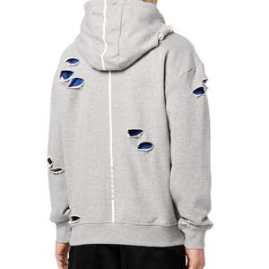 Sudadera con capucha desgastada con lavado ácido para hombres y mujeres, ajuste holgado, diseño impreso en relieve, ropa de calle de algodón 100%, MOQ bajo - Product Image 2