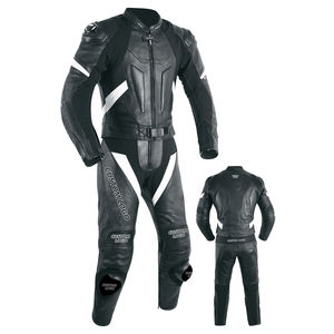 Combinaison en cuir de moto unisexe de style actuel, équipement de course de moto avec design imprimé coupe-vent, cuir véritable pour une utilisation hivernale - Product Image 1