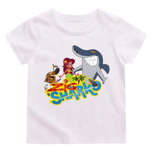 เสื้อยืดเด็ก Zig and Sharko สำหรับเด็กผู้ชาย ผ้าเจอร์ซีย์เนื้อแน่น พิมพ์ลายโลโก้ตัวการ์ตูน มีไซส์พลัสสำหรับเด็ก - Product Image 4