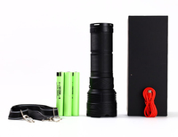 Lampe de poche rechargeable à LED noire 60W avec fonction de batterie externe IP45 Lampe de poche d'accumulateur de camping longue distance