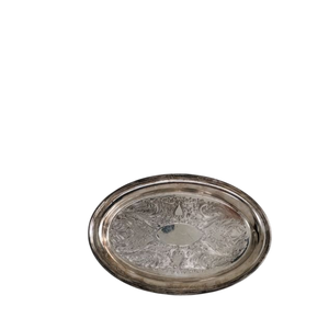 Premium <b>Silver</b> Plated Oval Serving <b>Tray</b> Metal Decorative Platter Polish <b>Mirror</b> Finish Elegant Food For Home Hotel And Restaurant - Product Image 2