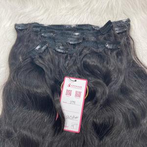 Extension de Cheveux Humains Clip Ins Couleurs de Cheveux Noir Naturel Cheveux Ondulés Flexible Appliquer Couleur Tendance Top Qualité - Product Image 2