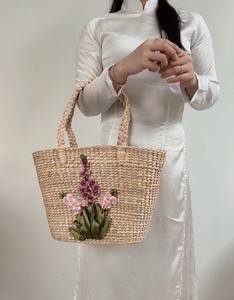 Jacinto de agua ecológico hecho a mano elegante flores Vintage bolso de mujer duradero cómodo abierto versátil dos hombros - Product Image 6