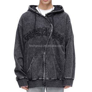 เสื้อฮู้ดดี้ผู้ชายแบบซิป วินเทจ ซักแห้งเร็ว ผ้าฝ้าย 100% ทรงโอเวอร์ไซส์ หนานุ่ม พิมพ์ลายตามสั่ง OEM สำหรับขายส่ง ฤดูหนาว เป็นมิตรกับสิ่งแวดล้อม - Product Image 6
