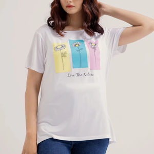 Top corto informal de verano para mujer con diseño impreso y logotipo personalizado 100% algodón de manga corta ligera - Product Image 6