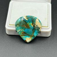 35,95 carats de variscite turquoise bleue naturelle, qualité AAA, pierre naturelle 100 %, forme cœur, cabochon, effet étoilé, pour bijoux DIY